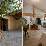 Charmante maison d'hôtes en Charente, près d'Angoulême : façade en pierre, intérieur chaleureux avec poutres apparentes et une élégante baignoire.