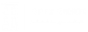 Logo blanc sur fond transparent, avec le texte « LES PIERRES DOUCES », dans l'esprit d'une maison d'hôtes à Angoulême, en Charente ; croquis d'un bâtiment à gauche.
